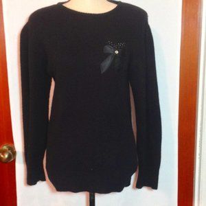 Vintage Angora Lambswool Bow  Crystals Puff sleeve sweater